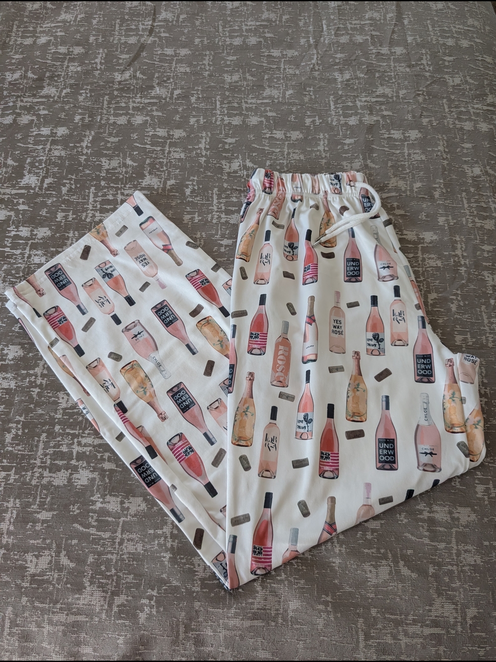 Women's White Rose Wine Print Pajama Pants